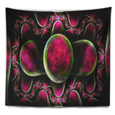 Tapisserie abstraite à motif fractal exotique rose