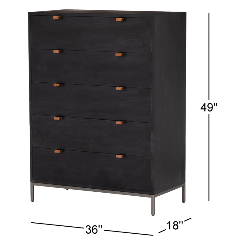 Trey 5 - Drawer Dresser, Black Wash Poplar