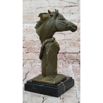 Bronze Horse Head Bust with Rope – Western Equestrian Sculpture