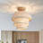 Aiesrom 12" Semi Flush Mount Ceiling Light, Farmhouse Ceiling Light Fixture with Fabric Shade, 3-Tier Drum Linen Light Fixtures Ceiling Mount, Boho Rustic Chandelier for Living Room Hallway Kitchen Entryway-1947900197