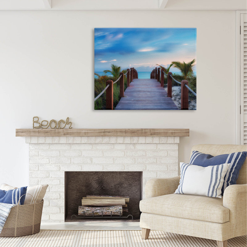 «Tropical Boardwalk Beach Path on Canvas» par Dennis Frates, photographie, H 36 po x l 48 po x P 1,5 po