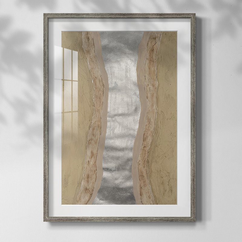 «Printed Compaction I», reproduction encadrée, Papier encadré argent vieilli, Blanc