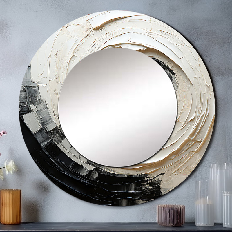 Minimalist Spiral - miroir abstrait en spirale, miroir mural décoratif rond moderne, impression d'art en métal, 36 po x 36 po