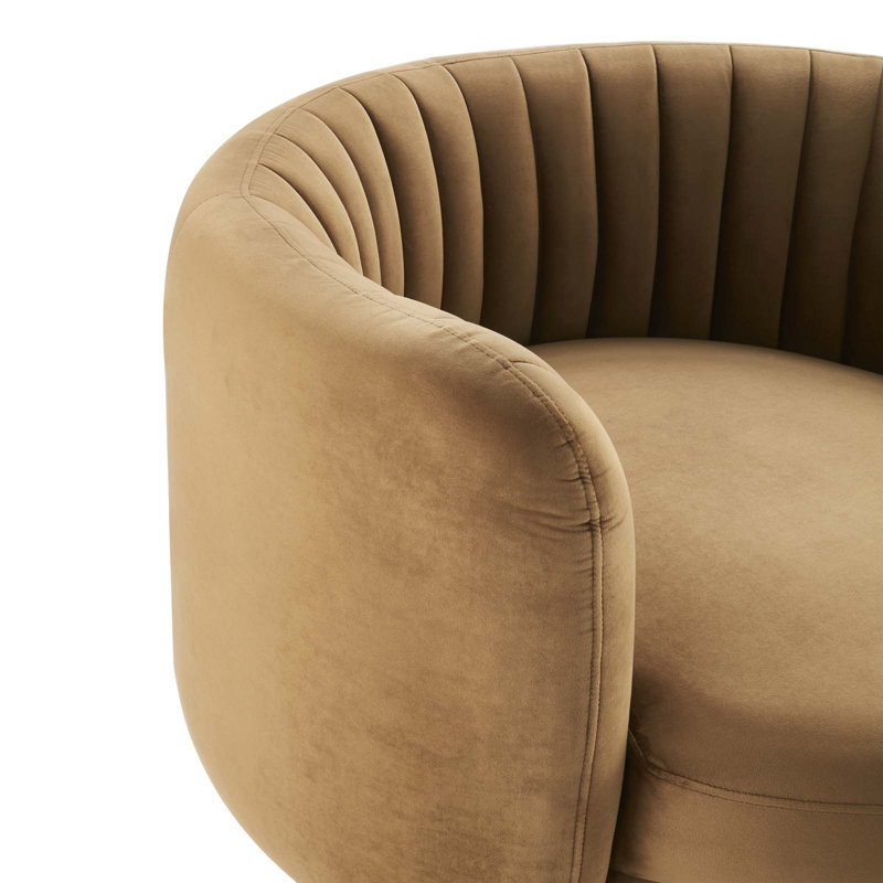 Velvet Swivel Armchair, Cognac Velvet