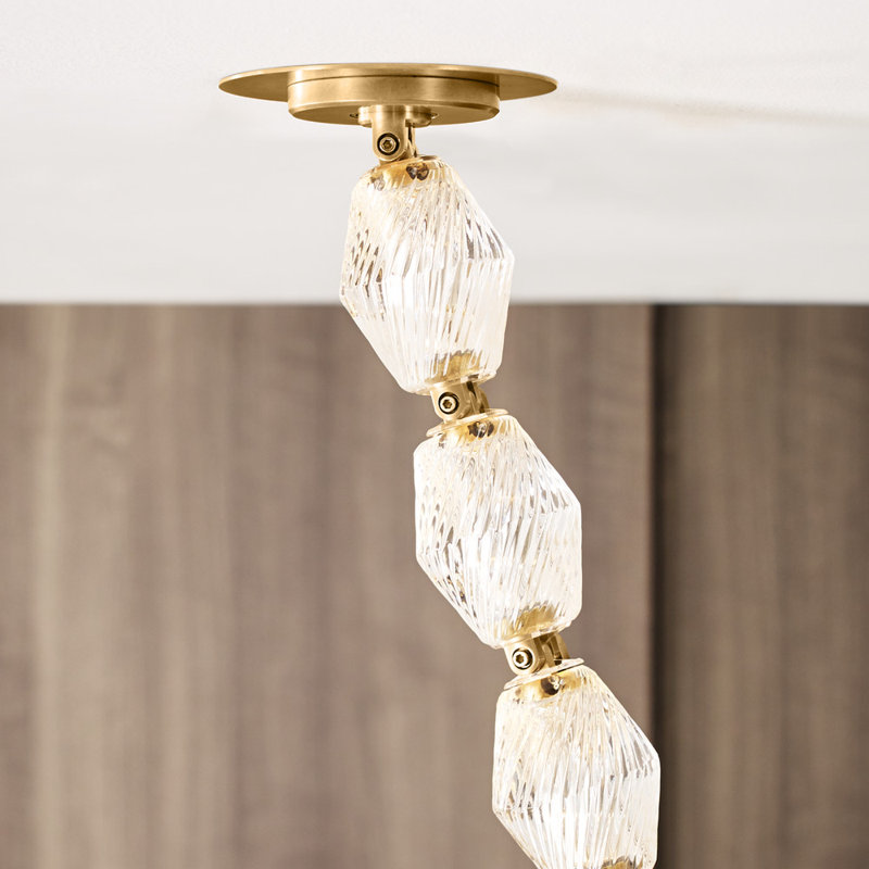 Collier LED Chandelier, Natural Brass, 132"