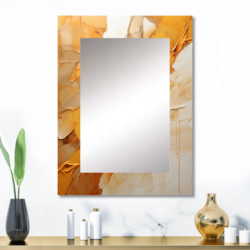 Amber Glow II - Landscapes Wall Mirror, Yellow Decorative Mirror, Printed Metal Art, 32" x 24"