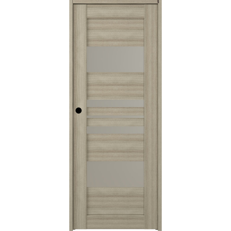 Porte standard lambrissée en bois manufacturé et verre pré-fini Romi, À droite, 29,75 po x 95,24 po