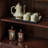 59.05"Retro Water-Ripple Glass Wine Cabinet with Arch Design & Walnut Wood Finish