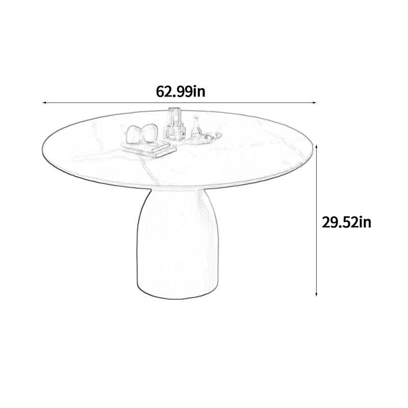 Table de salle à manger ronde en bois massif, H 29,52 po x L 62,99 po x l 62,99 po