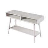 Camy Sofa Console Table, 2 Open Cubbies, 1 Lower Shelf, White 48 Inch