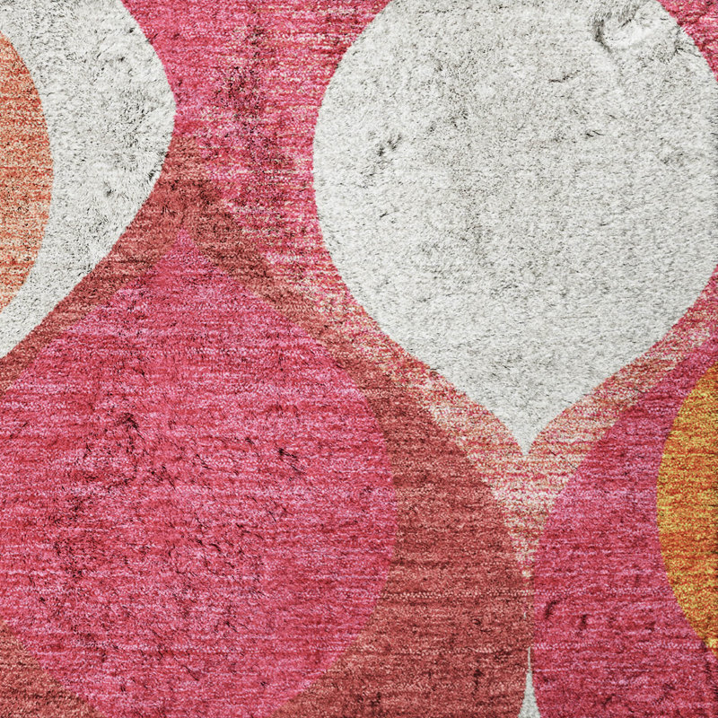Tapis Dream Shag ADS749 de style moderne du milieu du siècle, lavable à la machine de qualité supérieure, Pink, 5' x 7'6"