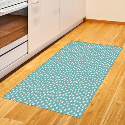 Tapis décoratif à longues fibres en polyester à haute densité turquoise