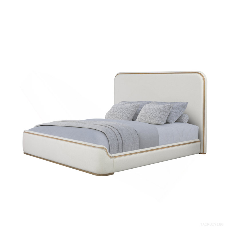 Très grand lit tapissier - Caramel et sable blanc, Très grand lit
