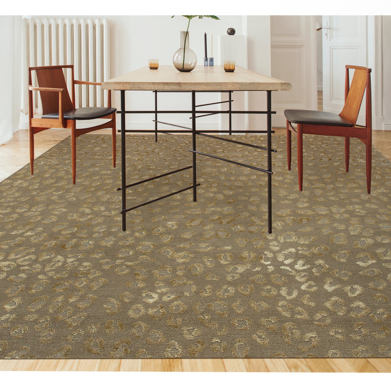 Abstract Area Rug in Brown/Olive/Beige, Rectangle 3' x 5'