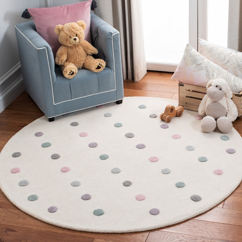 Hadi Hand Loomed 70% Wool, 20% Latex, 10% Cotton Rug, Round 5'