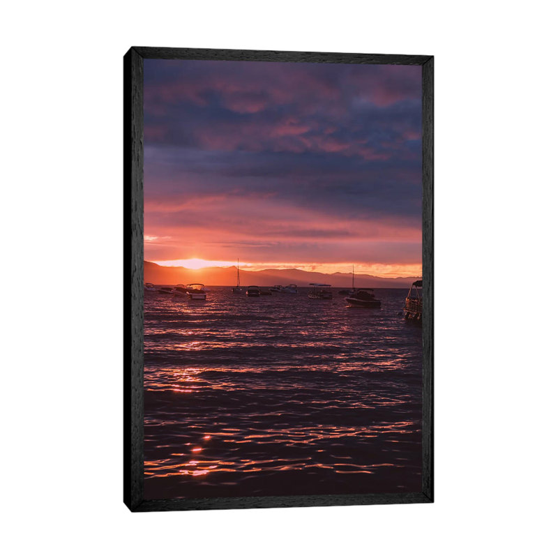 Lake Tahoe Sunset by Bethany Young - Print on Canvas, 101.6cm H x 66.04cm W x 3.81cm D, Black Framed