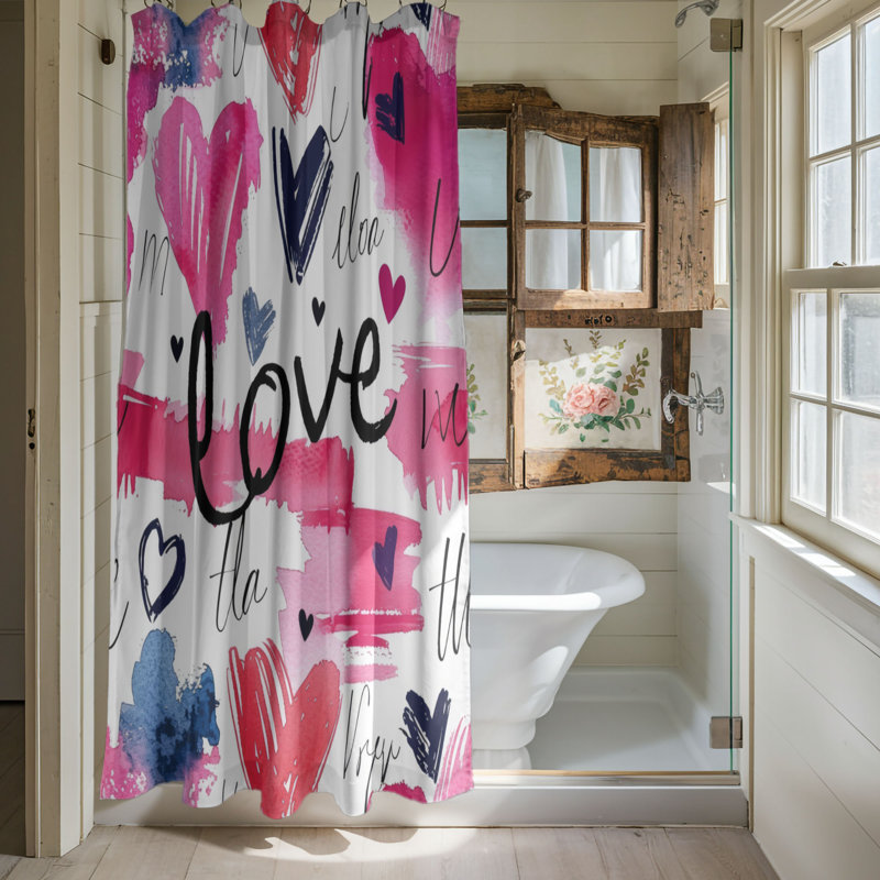 Sweet Love Letters - rideau de douche standard 1 pièce, H 74 po x l 71 po