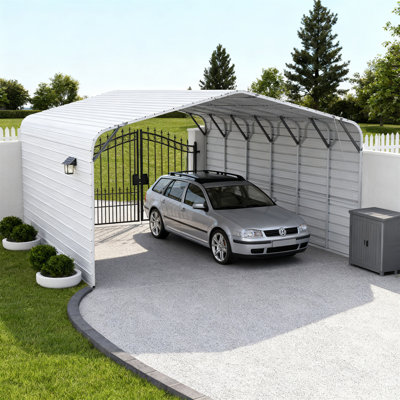 Garage en métal 20 pi x 30 pi - Abri d'auto en acier robuste avec toit en crête de 13 pi