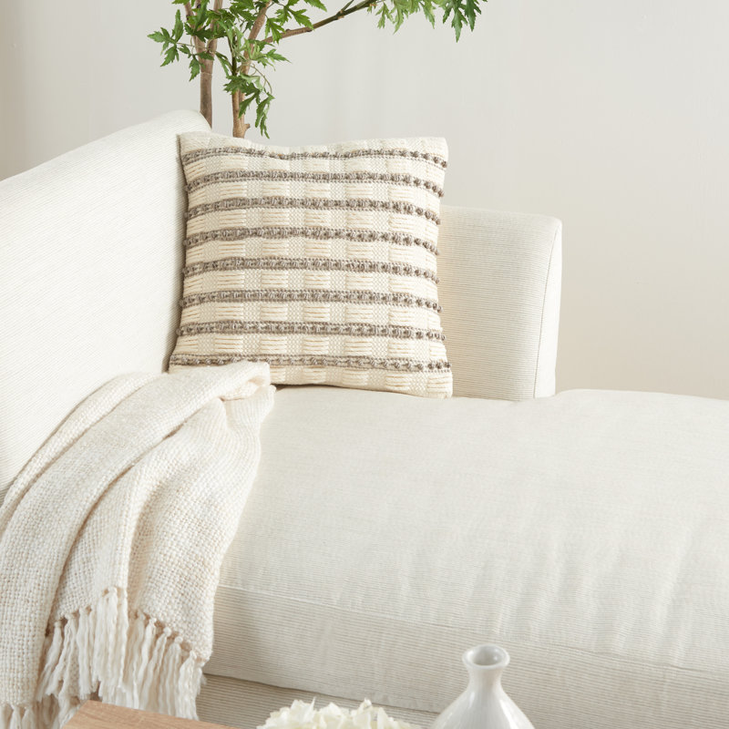 Square Pillow Cover & Insert, Light Gray