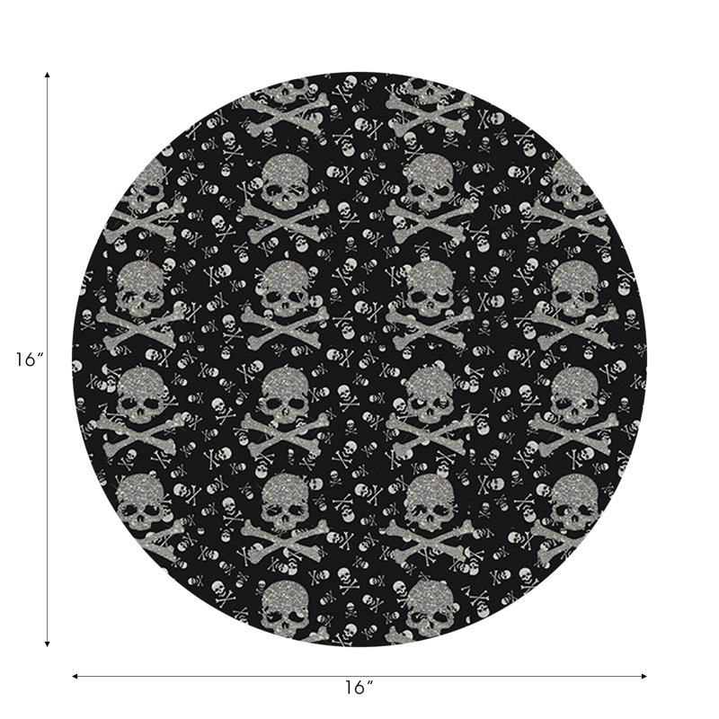Crossbones Small Vegan Leather Round Pebble Placemat