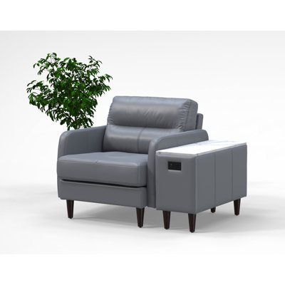 1 Person Waiting Room Reception Chairs Set 100% Genuine Leather 2Pc Set Color Gray