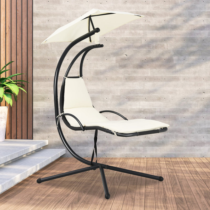 Chaise longue suspendue Venerocia avec support, Blanc