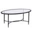 Table basse ovale en verre et métal transparent 45 po - Plateau géométrique moderne en verre