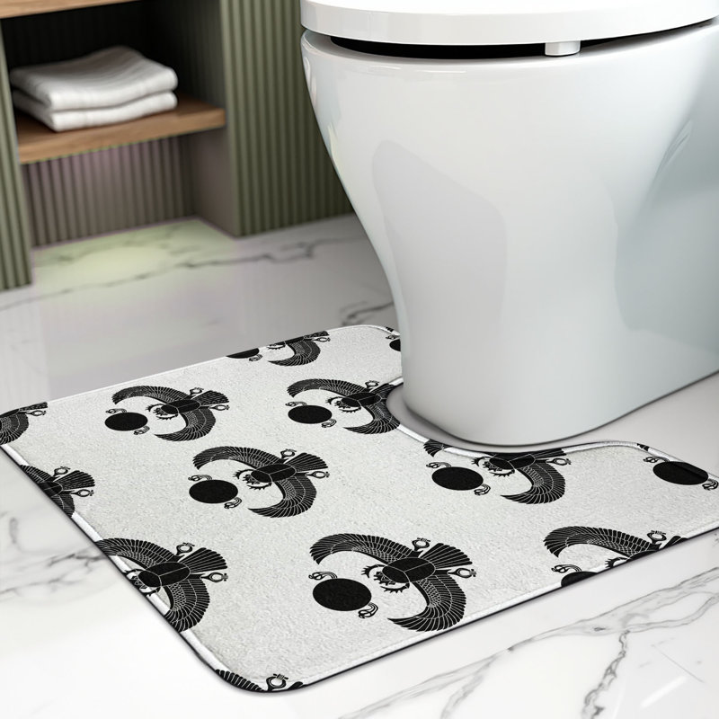 Tapis de salle de bain en forme de U Égyptien 20 po - noir et blanc