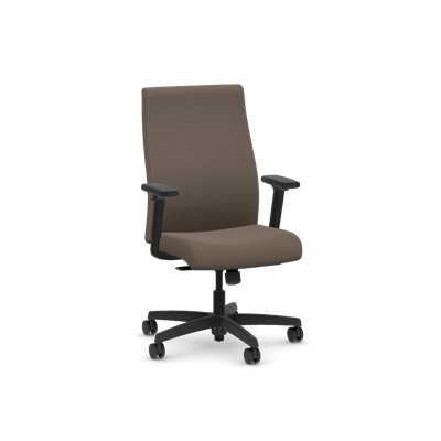 HON Ignition 2.0 Fabric Ergonomic Office Chair, Standard Tilt, Black Frame, Bark