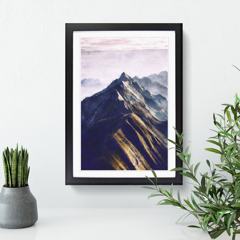 Mountain Ridge in Switzerland - Picture Frame Painting Print, Black Framed, 45cm H x 33cm W x 2cm D