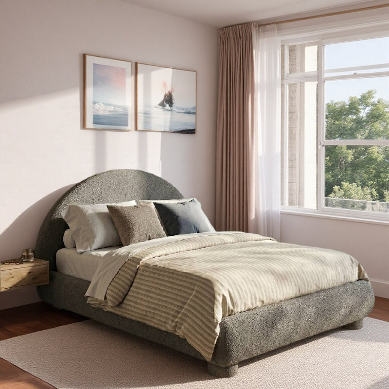 Lit plateforme Boucle, Grand lit, Gris