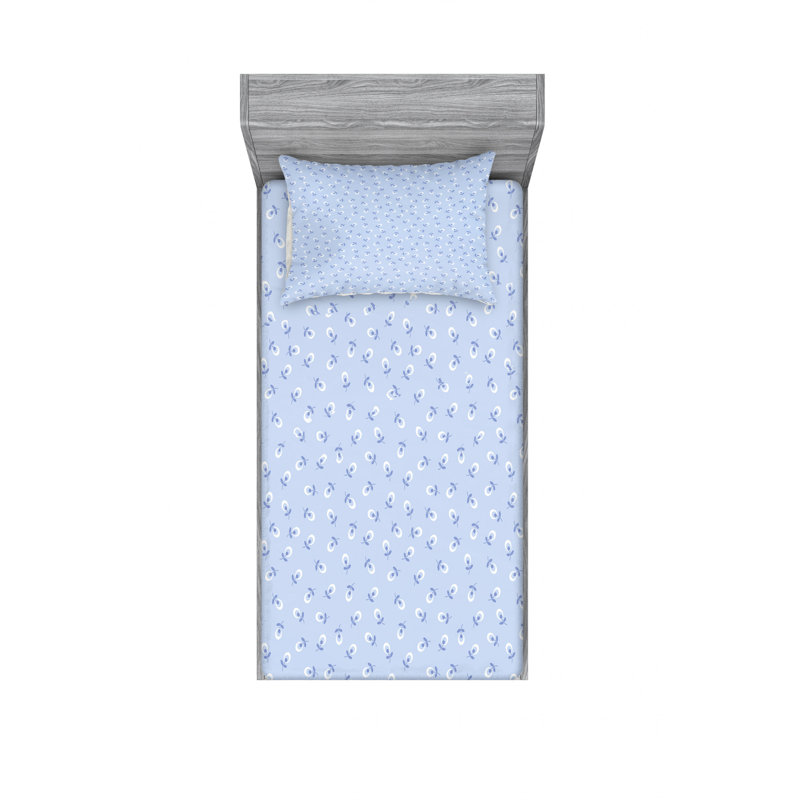 Microfiber Floral Sheet Set, Twin Sheet Set with Fitted Sheet