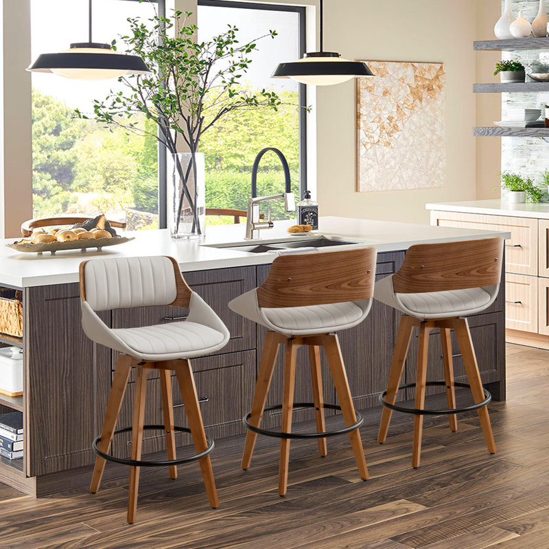 Omar 66cm Swivel Bar Stool, Grey