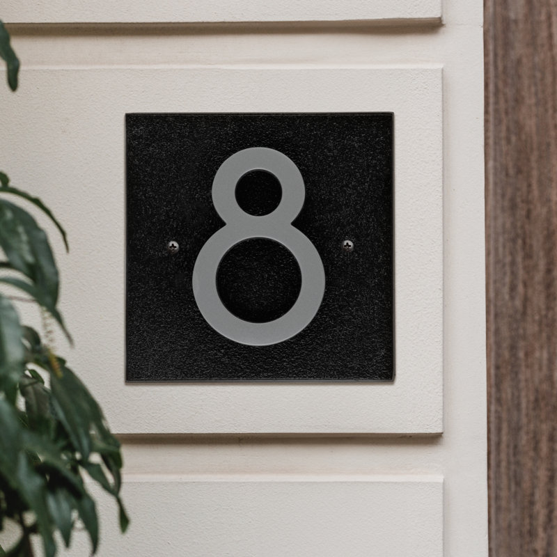 Floating Stand-Off 1-Number Horizontal Sign, Black /W/ Silver Modern Font Number, Yes