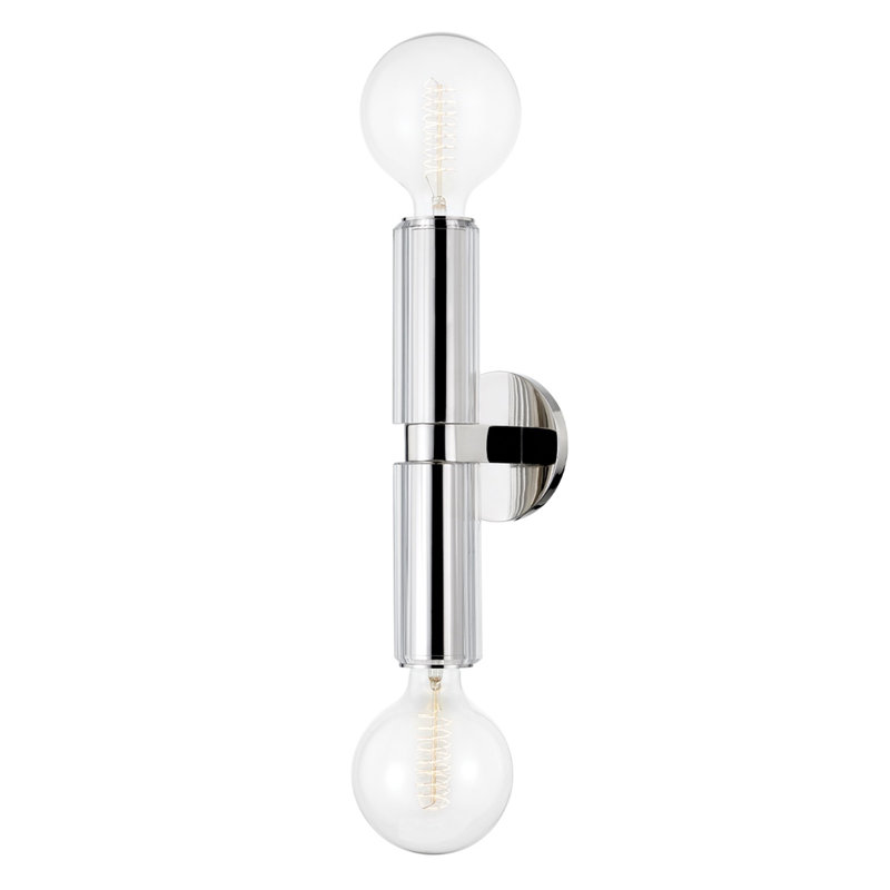 Applique murale articulée à 2 lumières à intensité variable Gilbert, Nickel poli