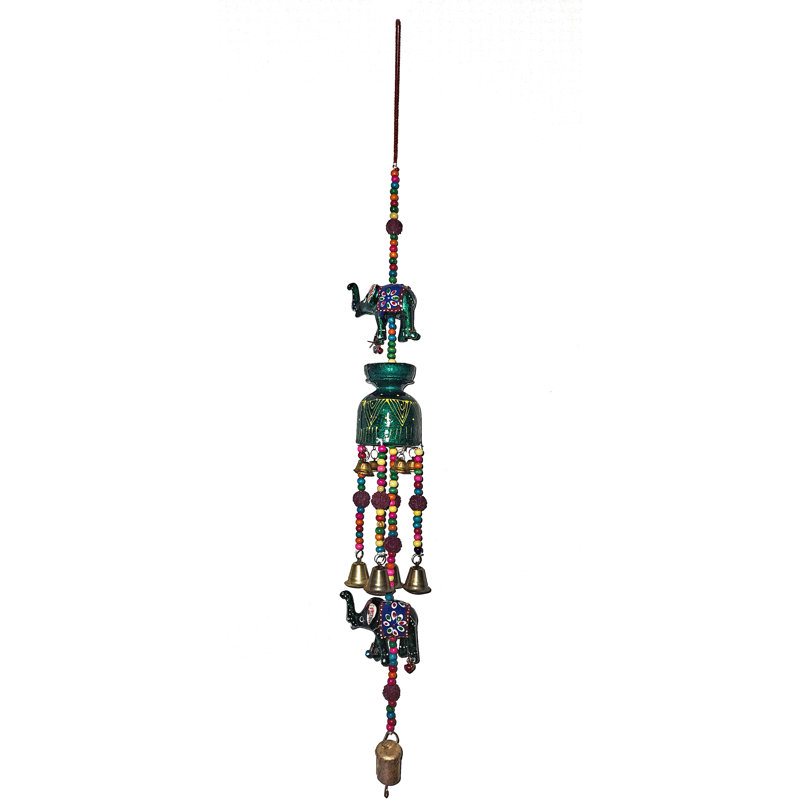1 Red Bell 2 Elephant Hanging Chime, Green