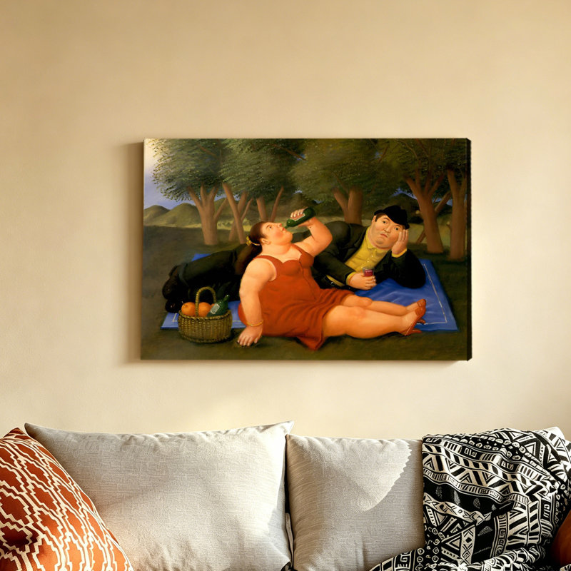Fernando Botero Couple, pique-nique sur toile, 24x36inch