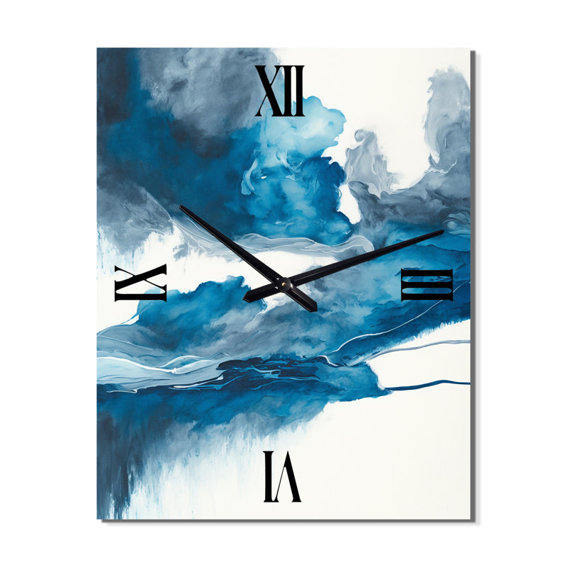 À travers les nuages V - horloge murale moderne à encre liquide abstraite, Grand