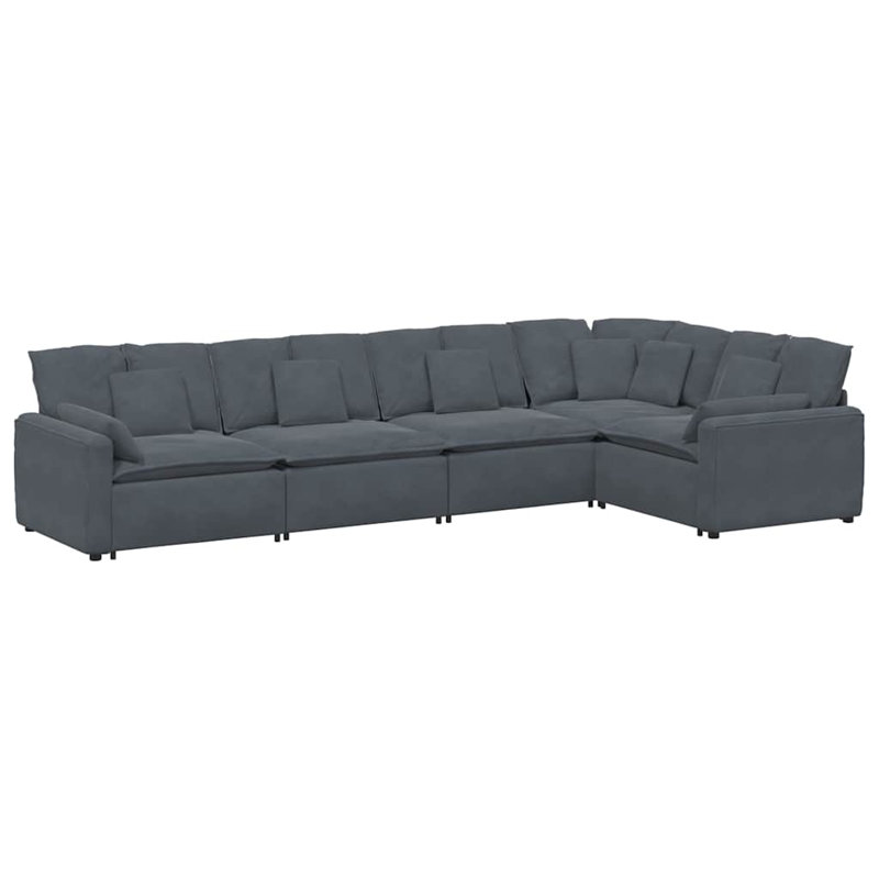  Canapé modulaire en velours gris foncé (100% polyester) en forme de L modulaire