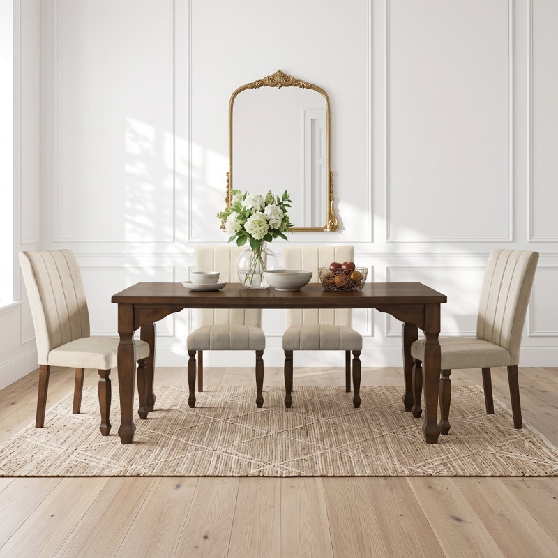 Ensemble de salle à manger Rowan 5 pièces, table de 183 cm avec 4 chaises, fini noyer, 5 pièces