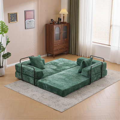 Canapé de plancher, canapé à compression, canapé-lit de plancher convertible avec accoudoirs de soutien pour le dossier, canapé-lit futon confortable, tissu chenille, pour la chambre à coucher du salon