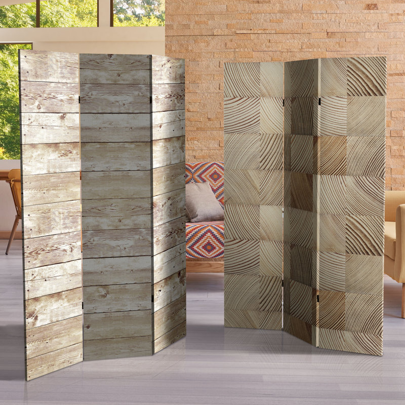 47.25'' 3 - Panel Folding Room Divider, Wood Grain