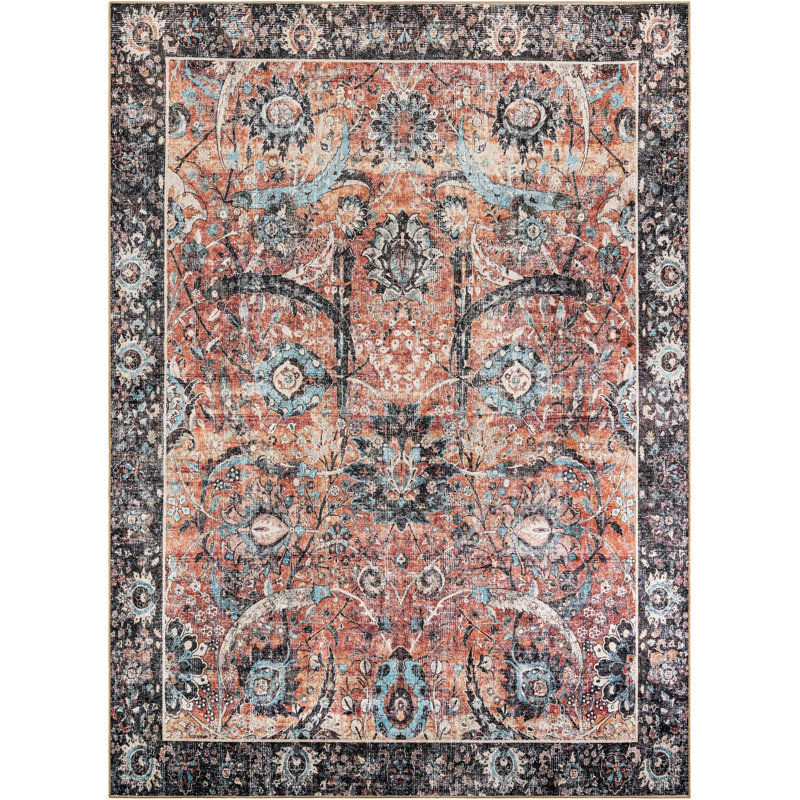 Tapis huguenot Aucun couleur rouille rétro, Rectangle 10 pi x 13 pi 1 po