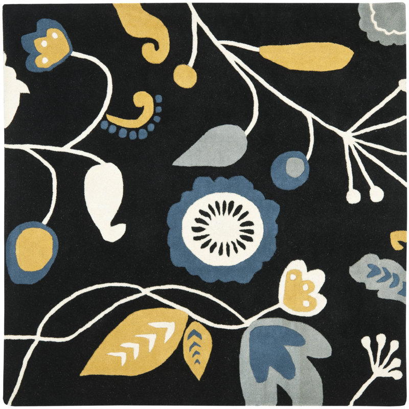 Soho Hand Tufted Wool And Viscose Floral Rug, Square 6'