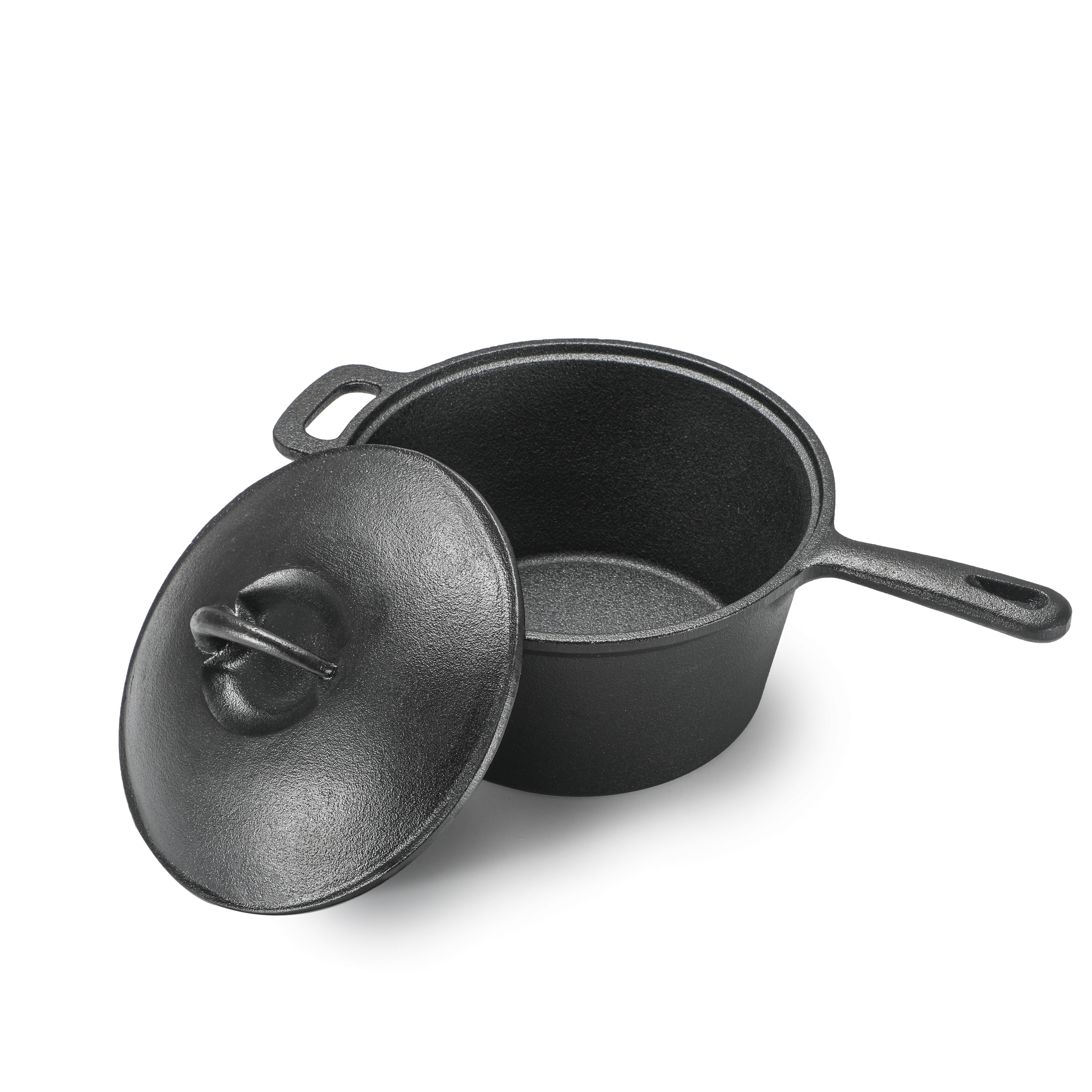Commercial Chef 2 Quart Cast Iron Saucepan, Dutch Oven Cast Iron
