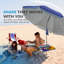 Parasol de plage de 84 po avec table intégrée avec ancre de sable et inclinaison-209374322