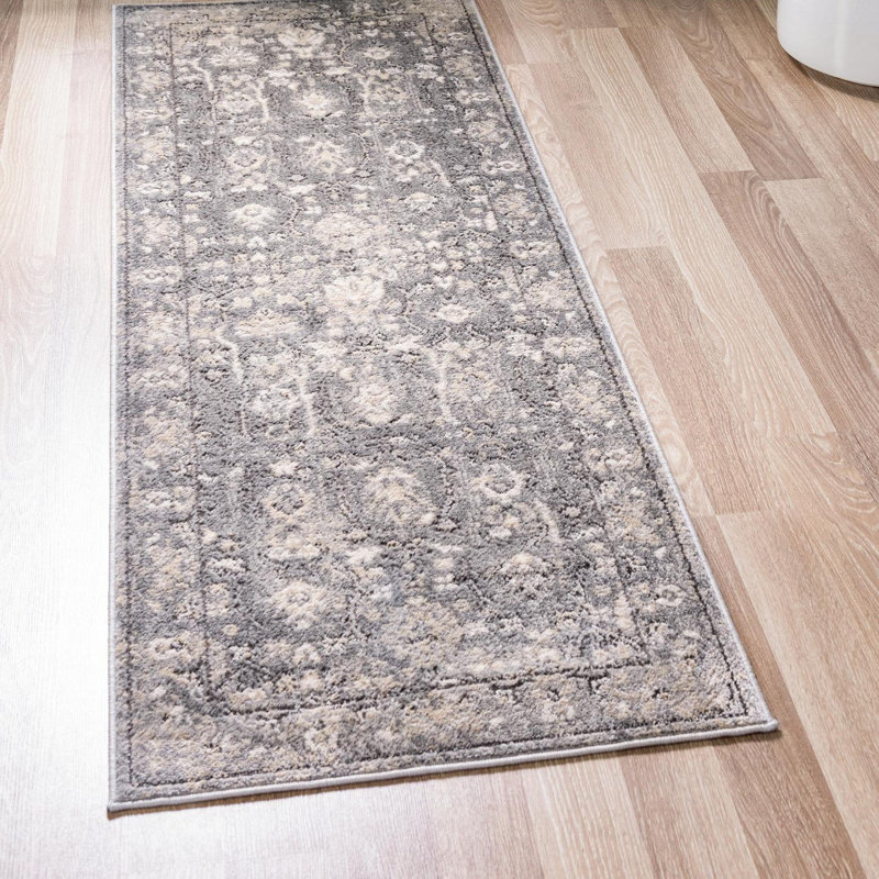 Burrill Abstract Gray Area Rug, Runner 2'7" x 14'1"