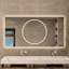 Miroir de salle de bain 48 po x 24 po avec cuivre argenté de 5 mm, brouillard, 3 températures de couleur, intensité variable, intensité variable