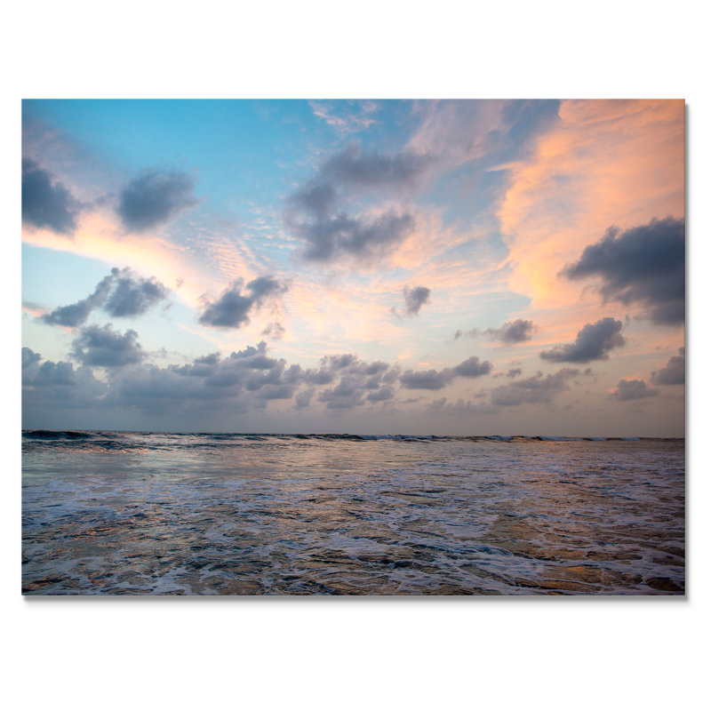 Coucher de soleil sur la mer calme - photographie sur toile, H 12 po x l 20 po x P 1 po, Toile tendue