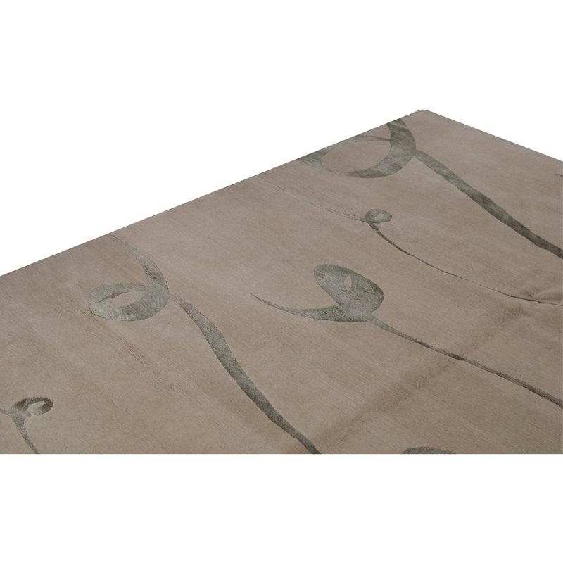 High-Quality Hand-Knotted Ecru Area Rug